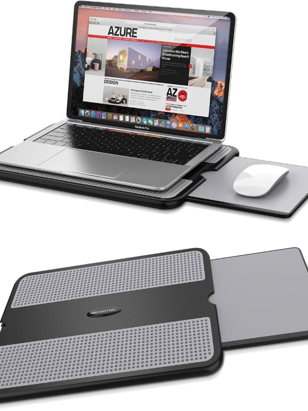 Portable Laptop Lap Desk w/Retractable Left/Right Mouse Pad Tray, Non-Slip Heat